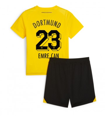 Lacne Dětský Futbalové dres Borussia Dortmund Emre Can #23 2023-24 Krátky Rukáv - Domáci (+ trenírky)